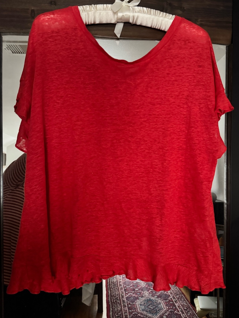 Eri + Ali Ruffled Cross-Back Tee Linen Anthropologie, Small